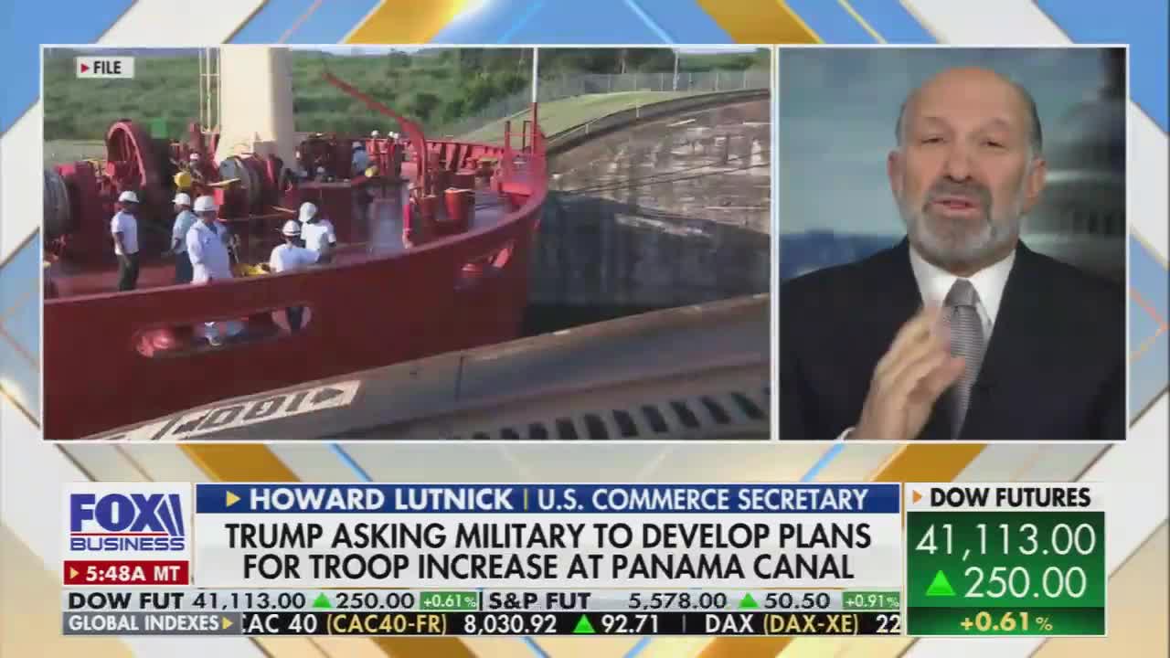 Lutnick: Donald Trump is saying the Panama Canal is fundamental to our security, and he's gonna take care of America. Now Greenland is much easier. We are a great democracy. Greenland is going to join America if the people of Greenland want to vote to join America.