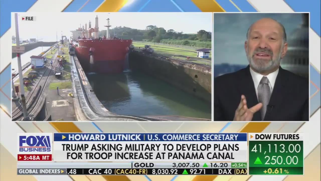 Lutnick: Donald Trump is saying the Panama Canal is fundamental to our security, and he's gonna take care of America. Now Greenland is much easier. We are a great democracy. Greenland is going to join America if the people of Greenland want to vote to join America.