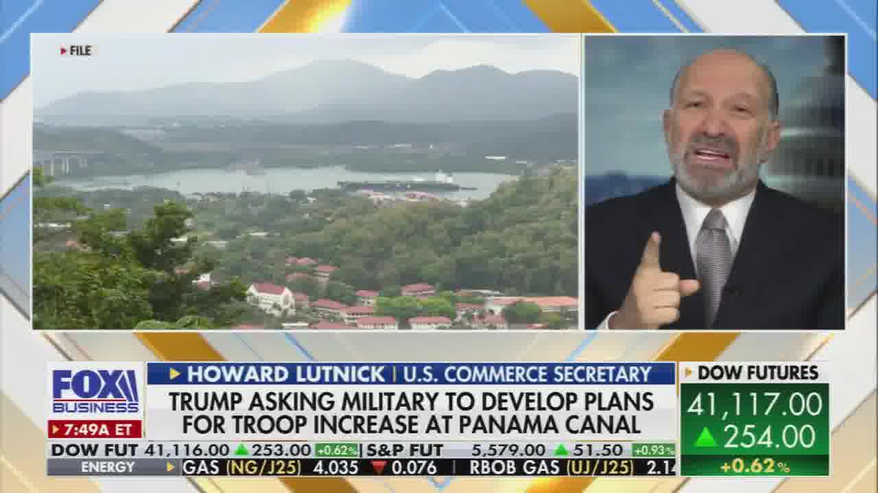 Lutnick: Donald Trump is saying the Panama Canal is fundamental to our security, and he's gonna take care of America. Now Greenland is much easier. We are a great democracy. Greenland is going to join America if the people of Greenland want to vote to join America.